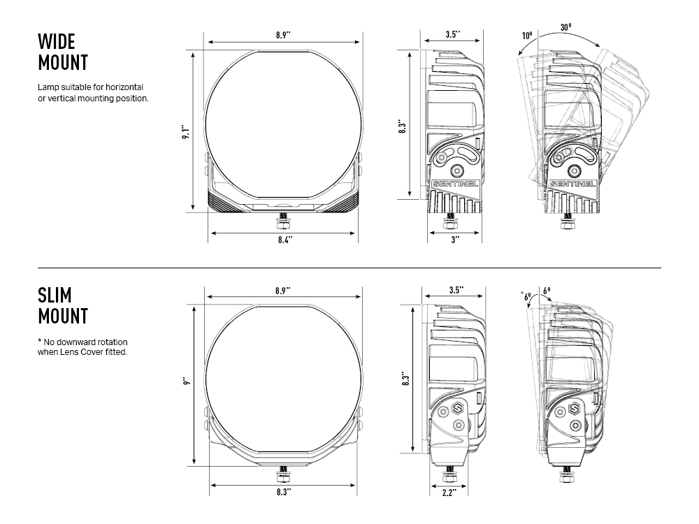 Sentinel 9'' Elite bl dimensions diagram